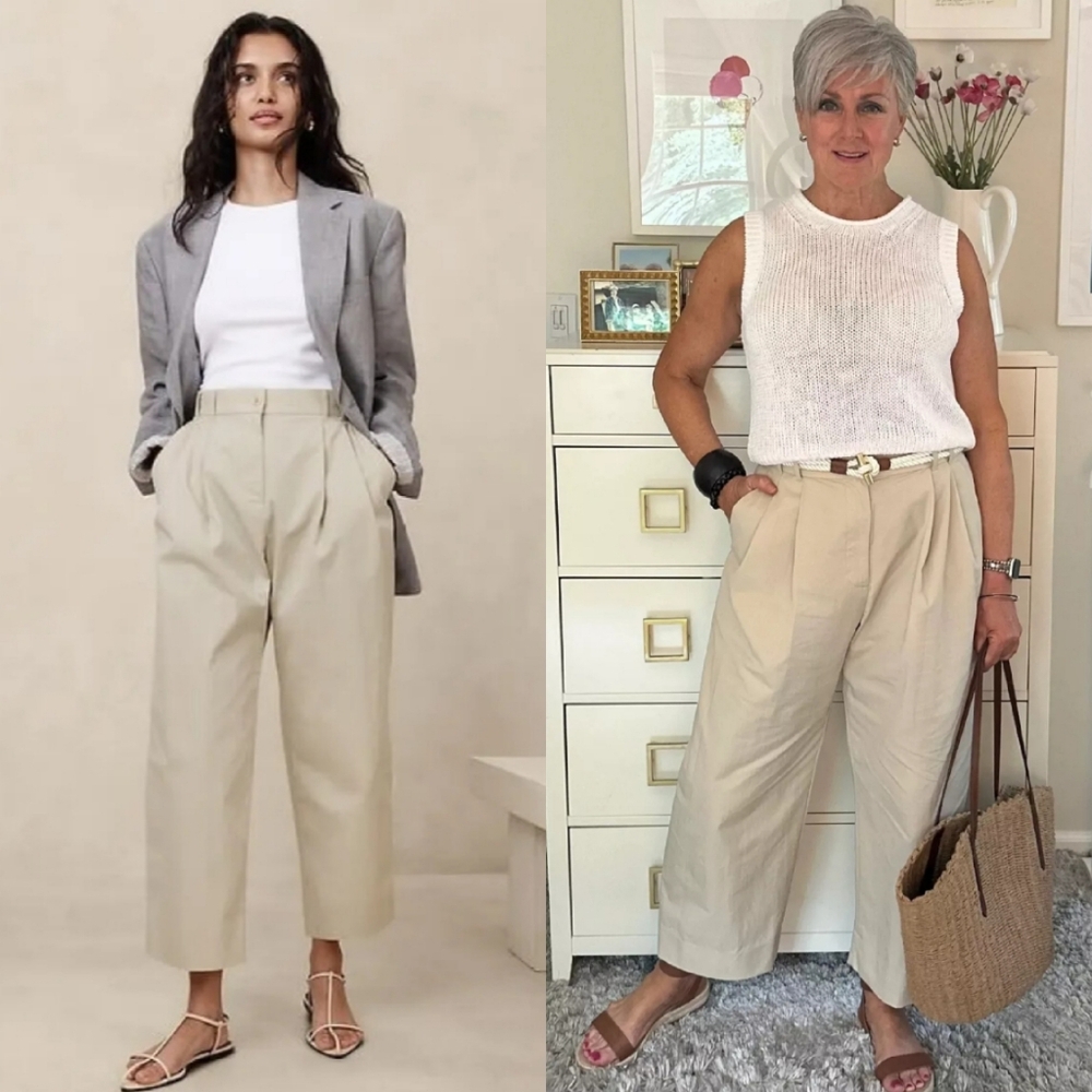 Banana Republic Avila Barrel-Leg Pant Khaki 4